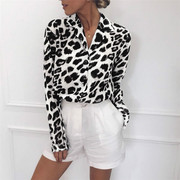 Leopard Print Long Sleeve Chiffon Shirt 休闲豹纹长袖雪纺衬衫