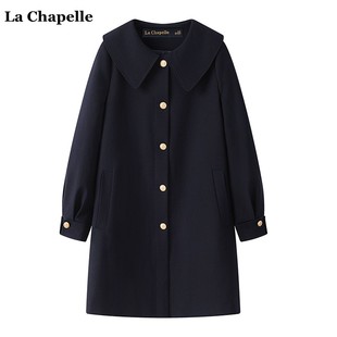拉夏贝尔/La Chapelle秋季英伦风单排扣风衣外套女娃娃领大衣