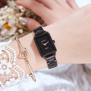 士手表系气质镶钻不锈钢表带欧美森，防水复古小方形古欧手表女