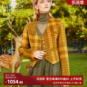 卡米兰短款羊毛外套，女2021年秋季小个子，双面羊毛呢小西装外套