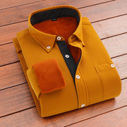 雷丹奴冬季保暖衬衫男士复古灯芯绒衬衣加绒加厚休闲修身中年外套