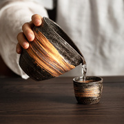 茶大叔日本进口信乐烧手工粗陶茶具复古风日式公道杯茶海品茗茶杯