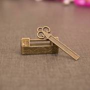 小铜锁中式仿古锁古代锁清代复古锁头中式纯铜横开挂锁老式插销锁
