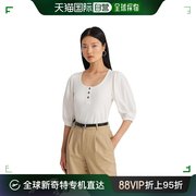 香港直邮潮奢laurenralphlauren女士，弹力棉质泡泡，袖亨利领t恤