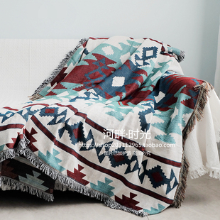 北欧印度民族棉麻风全包沙发罩巾粗纺盖布窗帘桌布飘窗垫床尾线毯