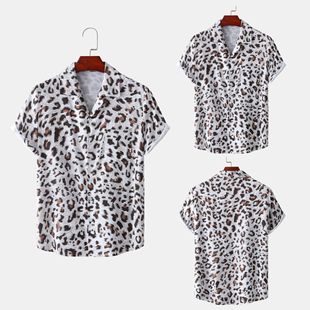 Loose Fashion Leopard Shirt Short Sleeve宽松时尚豹纹衬衣短袖