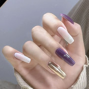 冰透白紫色金属银镜面欧美辣妹nail穿戴甲长梯成品舞蹈假指甲贴片
