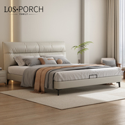 意式轻奢纳帕真皮双人床，1.8米主卧婚床北欧现代简约高箱储物软床