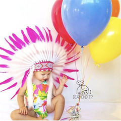 ins儿童印第安酋长羽毛头饰房间装饰纯手工鹅毛帽子