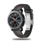 适用三星watch4手表带galaxy watch2/3/pro真皮表带41/45mm三星Gear S3/S4智能手表橡胶防水透气表带男女