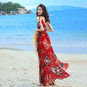 波西米亚长裙三亚海边度假沙滩裙超仙泰国海滩拍照雪纺吊带连衣裙