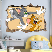 创意卡通动画猫和老鼠墙贴幼儿园儿童房间装饰卧室墙壁自粘贴画