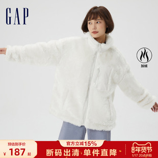断码gap女装，秋季仿羊羔绒高领保暖短外套，446030运动夹克