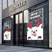 2024圣诞节橱窗玻璃贴纸雪花，雪人驯鹿装扮店铺门贴装饰布置墙贴画