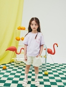 110-160韩系女童两色，不规则衣摆露肩短袖上衣