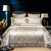 高端欧式轻奢床品床单提花，贡缎四件套全棉纯棉，奢华高档床上用品