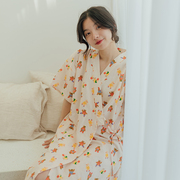 出口日本短袖睡裙睡袍女夏季纯棉纱布和服薄款日系家居服浴袍睡衣