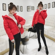 红色棉衣女短款2024年冬韩版加厚宽松棉服小个子面包服外套潮