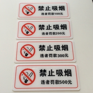 禁止吸烟违者罚款100500元警示牌标识牌禁烟指示牌标牌墙贴