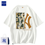 MLB&NY男士短袖t恤夏季纯棉情侣大码女生奥特莱斯洋基队半袖