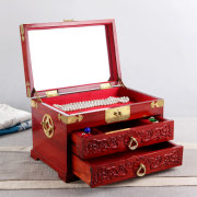 红木首饰盒大号中式复古结婚庆珠宝箱实木质手饰品收纳盒子带锁