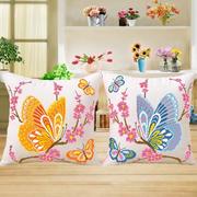 印花绣十字绣抱枕情侣植物，花草系列一对蝴蝶枕套，沙发抱枕汽车靠垫