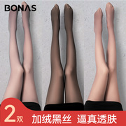 黑透肤光腿神器女秋冬裸感加厚假透肉连裤袜加绒黑丝袜义乌打底裤