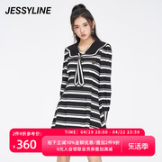 jessyline春季女装 杰茜莱娃娃领条纹连衣裙女 312111071