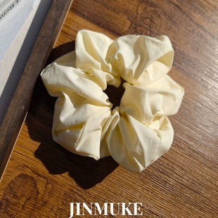 jinmuke韩国饰品进口发饰淡淡的奶油黄色，发圈肠圈发绳百搭色
