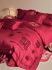 中式喜字结婚四件套红色床单，被套纯棉高档简约新婚庆(新婚庆)床上用品婚房