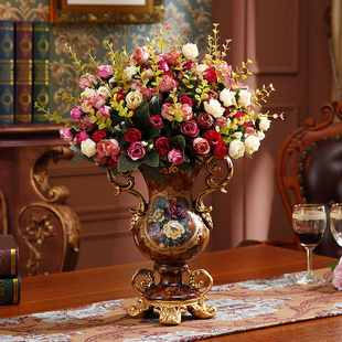欧式客厅软装装饰品美式餐桌电视柜玄关摆件花插花器台面干花花瓶
