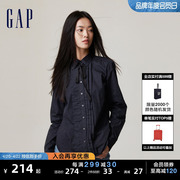 gap女装春季高级法式系带，塔克褶长袖衬衫，洋气纯棉亲肤上衣742544