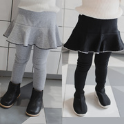高货女童装春秋款0-5岁韩版女童假两件荷叶边裙裤儿童打底裤一件