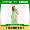 香港直邮潮奢 ASOS 女士midaxi 设计缎面多飘逸袖子浅绿色连衣裙