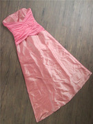 0418a粉红色抹胸塔夫绸，长款裙连衣裙晚礼服，裙宴会气质修身年会1