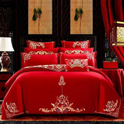 结婚用四件套婚房被套大红色中式婚礼床单欧式婚庆床上用品 1.8米