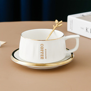 陶瓷咖啡杯套装家用办公下午茶，杯子带勺情侣男女，早餐杯印字