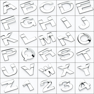 实心金属贴车贴英文字母车贴个性改装数字特殊符号贴车身排量尾标