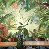 东南亚风格手绘热带雨林芭蕉叶壁纸，壁画餐厅客厅电视，背景墙纸墙画