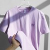 香芋紫刺绣爱心短袖，t恤女夏季设计感小众，宽松学生纯棉正肩上衣ins