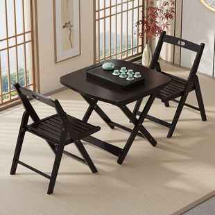 楠竹折叠桌子椅子餐桌，家用小户型饭桌椅户外便携简易方桌阳台摆摊