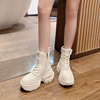 小个子真皮短靴欧洲站，2023年女靴秋冬季单靴厚底，增高马丁靴潮