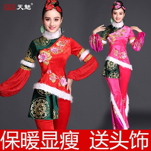 春节演出秧歌服2022冬中老年秧歌服女厚丝绒扇子民族舞蹈服装