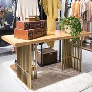 北欧服装店展示桌流水台中间高低展示台装饰架中岛台实木长形桌子