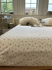 碎花条纹粉玫瑰纯棉床笠床单，单件保护套全棉，宿舍床罩少女心1.35m