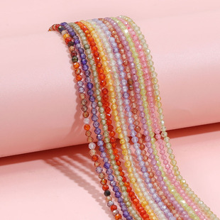 3mm彩色水晶锆石切面，圆珠diy手工制作串珠，手链项链饰品配件散珠
