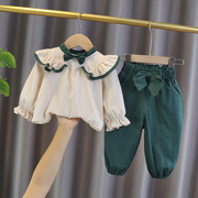 女宝宝洋气春装2衣服1一4岁3周半女婴儿童装小女孩春秋款两件套装