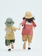 tzdd童装夏季短袖t恤儿童，中大童字母印花棉韩版男女童姐弟亲子装