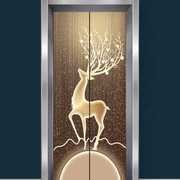 电梯门贴纸创意入户门装饰整张网红新年背P胶自粘遮挡卡通贴画