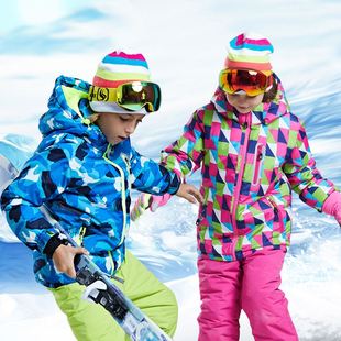 高档冬季儿童滑雪服套装女童户外加厚防水防风男童宝宝滑雪衣